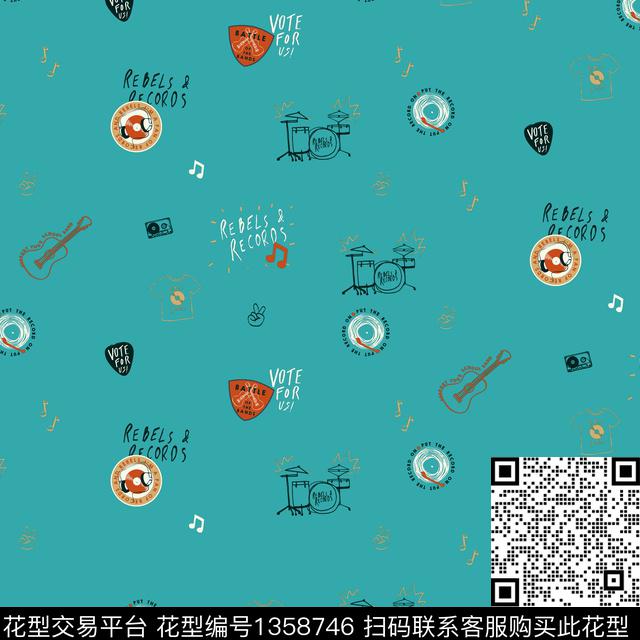 字母涂鸦动物数码印花华亿平台下载（图片编号: 1358746） - 瓦栏（Walan）