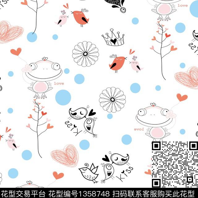 字母涂鸦动物数码印花华亿平台下载（图片编号: 1358748） - 瓦栏（Walan）