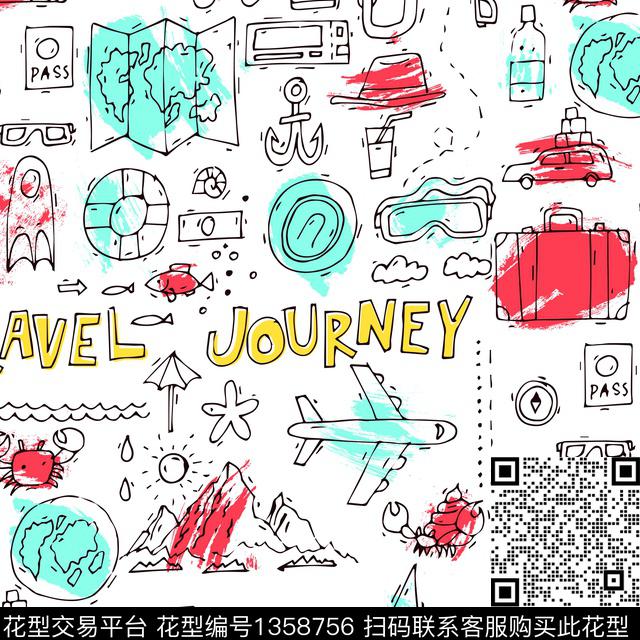 字母涂鸦动物数码印花华亿平台下载（图片编号: 1358756） - 瓦栏（Walan）