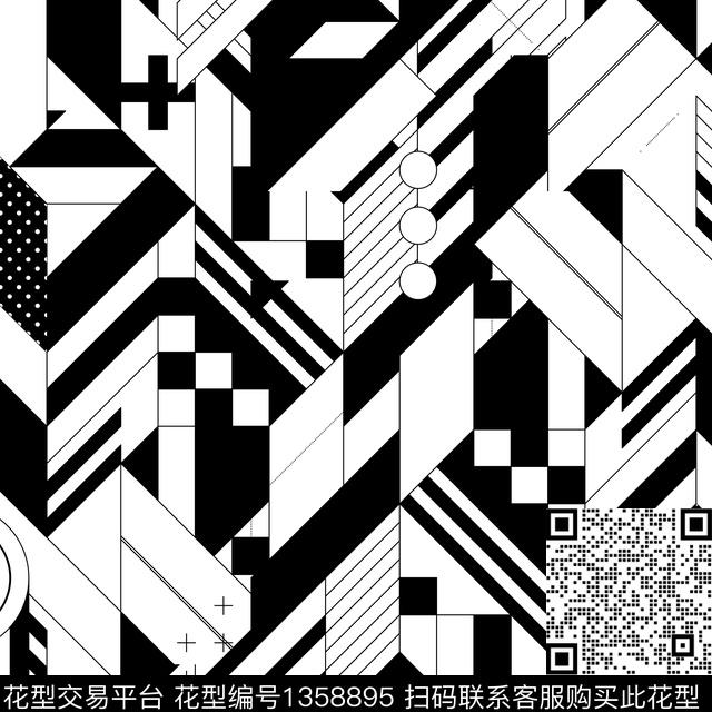 几何格子抽象男装传统印花华亿平台下载（图片编号: 1358895） - 瓦栏（Walan）