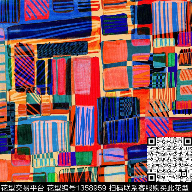 几何深圳手绘数码印花华亿平台下载（图片编号: 1358959） - 瓦栏（Walan）
