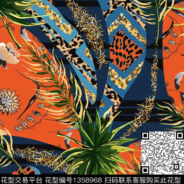 深圳绿植树叶动物传统印花华亿平台下载（图片编号: 1358968） - 瓦栏（Walan）