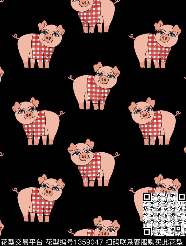 猪动物大牌风传统印花华亿平台下载（图片编号: 1359047） - 瓦栏（Walan）