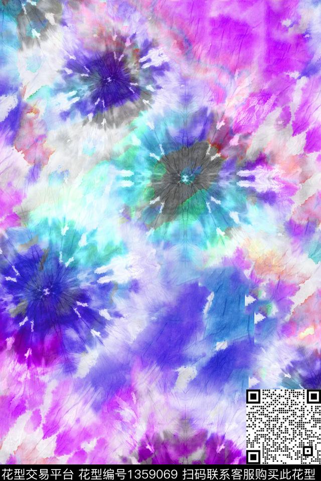 数码华亿平台扎染华亿平台抽象数码印花华亿平台下载（图片编号: 1359069） - 瓦栏（Walan）