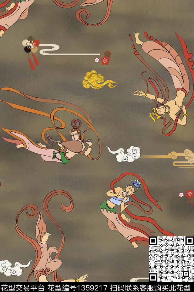 香云纱中国风复古旗袍华亿平台数码印花华亿平台下载（图片编号: 1359217） - 瓦栏（Walan）