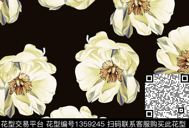 时尚花卉大牌风数码印花华亿平台下载（图片编号: 1359245） - 瓦栏（Walan）