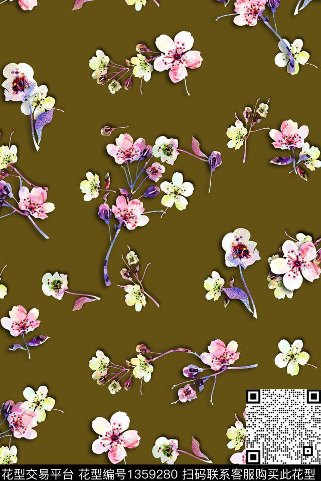 花卉大牌风小雏菊数码印花华亿平台下载（图片编号: 1359280） - 瓦栏（Walan）