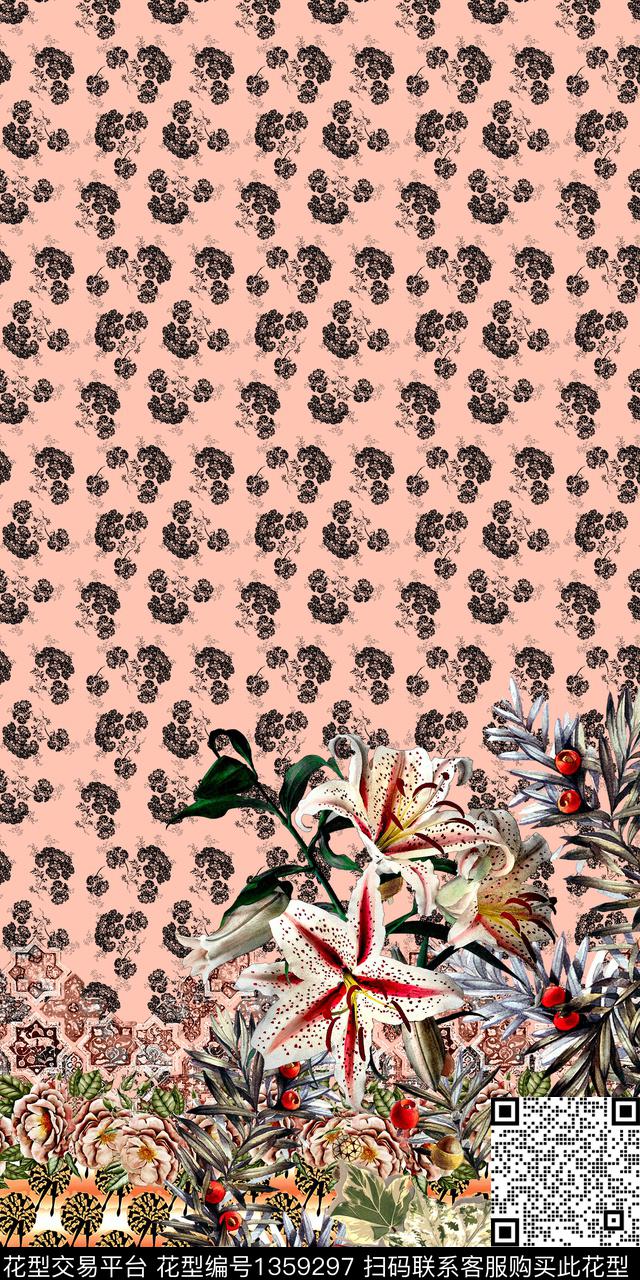 女装定位花民族花卉中国风数码印花华亿平台下载（图片编号: 1359297） - 瓦栏（Walan）