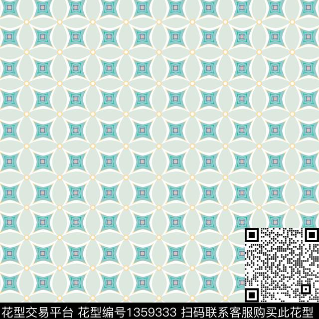 几何几何花卉大牌风传统印花华亿平台下载（图片编号: 1359333） - 瓦栏（Walan）