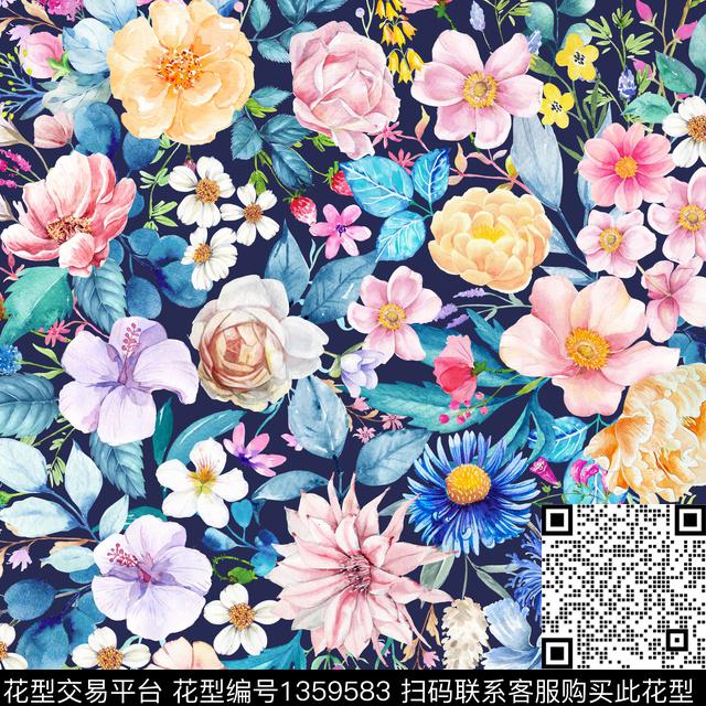 方巾女装花卉数码印花华亿平台下载（图片编号: 1359583） - 瓦栏（Walan）