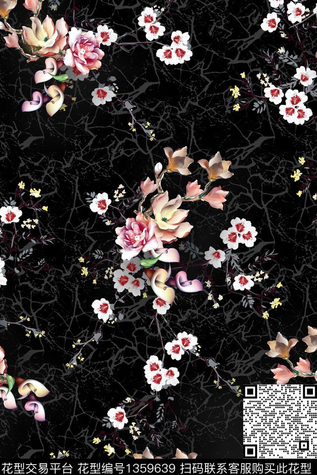 底纹树枝花卉数码印花华亿平台下载（图片编号: 1359639） - 瓦栏（Walan）