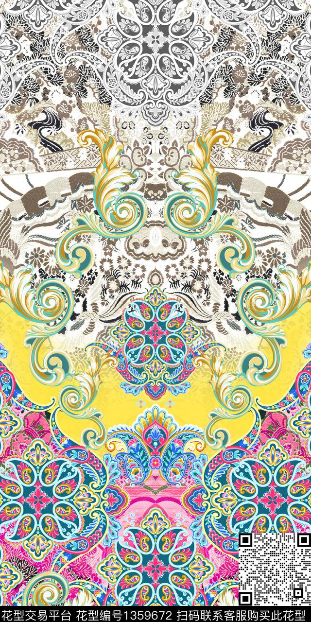 连衣裙数码华亿平台定位花数码印花华亿平台下载（图片编号: 1359672） - 瓦栏（Walan）