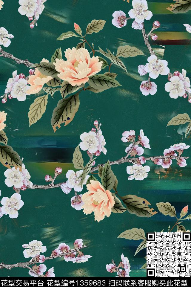 香云纱中国风复古旗袍华亿平台数码印花华亿平台下载（图片编号: 1359683） - 瓦栏（Walan）