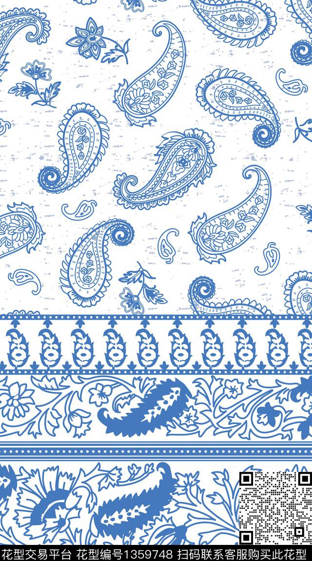 二方连续连衣裙女装定位花传统印花华亿平台下载（图片编号: 1359748） - 瓦栏（Walan）
