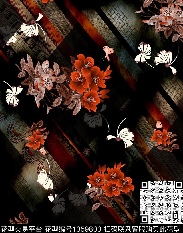 几何抽象中老年数码印花华亿平台下载（图片编号: 1359803） - 瓦栏（Walan）