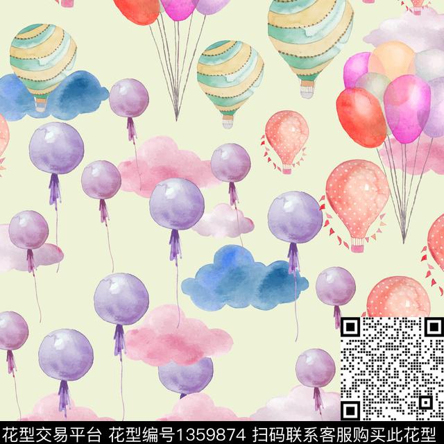 动物气球卡通动物数码印花华亿平台下载（图片编号: 1359874） - 瓦栏（Walan）