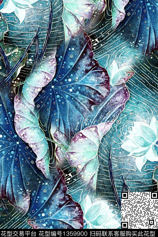 花卉旗袍香云纱数码印花华亿平台下载（图片编号: 1359900） - 瓦栏（Walan）