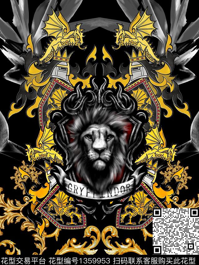 抽象男装狮子飞龙数码印花华亿平台下载（图片编号: 1359953） - 瓦栏（Walan）