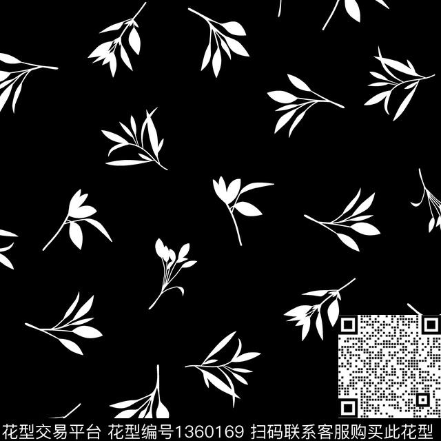 黑白华亿平台植物小清新传统印花华亿平台下载（图片编号: 1360169） - 瓦栏（Walan）