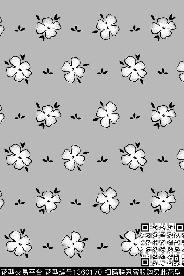 笔触满版散花小清新传统印花华亿平台下载（图片编号: 1360170） - 瓦栏（Walan）