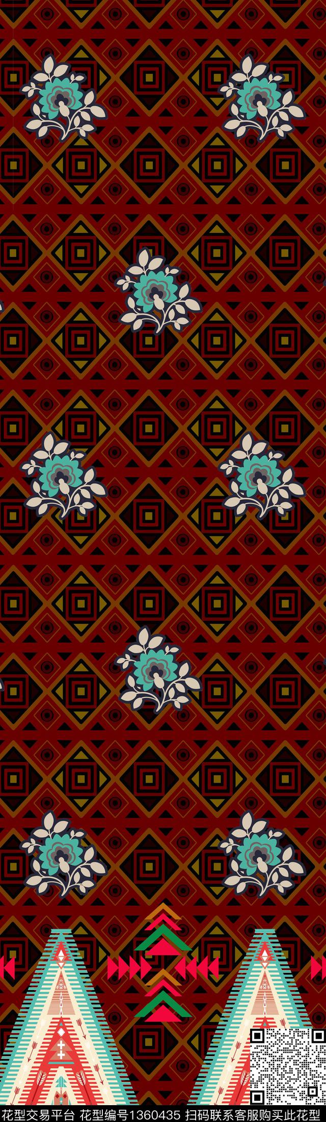 几何花卉大牌风传统印花华亿平台下载（图片编号: 1360435） - 瓦栏（Walan）