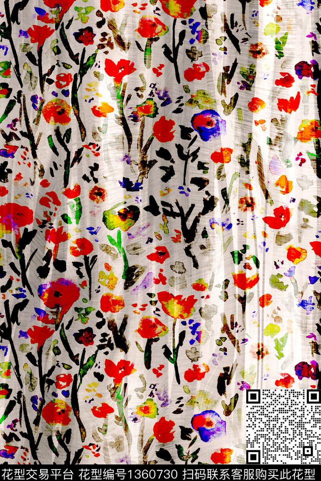 肌理花卉小清新数码印花华亿平台下载（图片编号: 1360730） - 瓦栏（Walan）