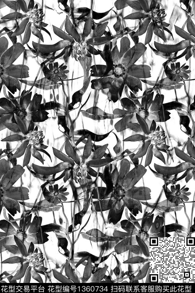 肌理花卉大牌风数码印花华亿平台下载（图片编号: 1360734） - 瓦栏（Walan）