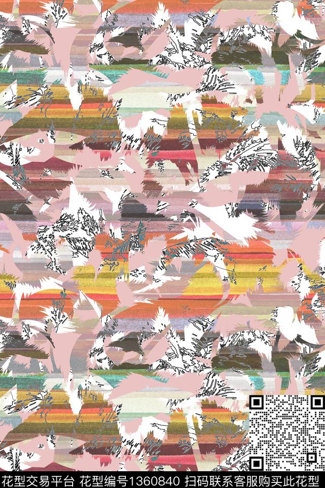 几何趣味条纹数码印花华亿平台下载（图片编号: 1360840） - 瓦栏（Walan）