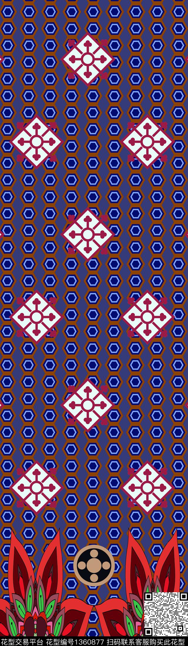 几何花卉大牌风传统印花华亿平台下载（图片编号: 1360877） - 瓦栏（Walan）