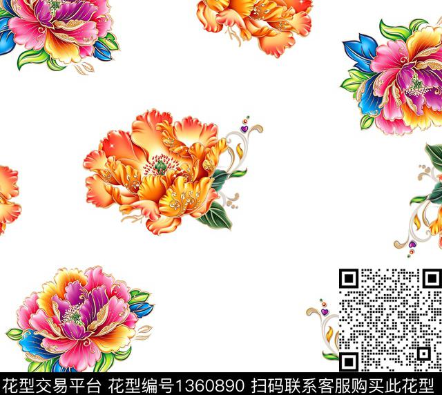 花卉大牌风小碎花数码印花华亿平台下载（图片编号: 1360890） - 瓦栏（Walan）
