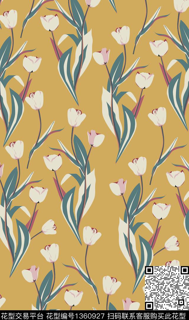 花卉植物矢量传统印花华亿平台下载（图片编号: 1360927） - 瓦栏（Walan）