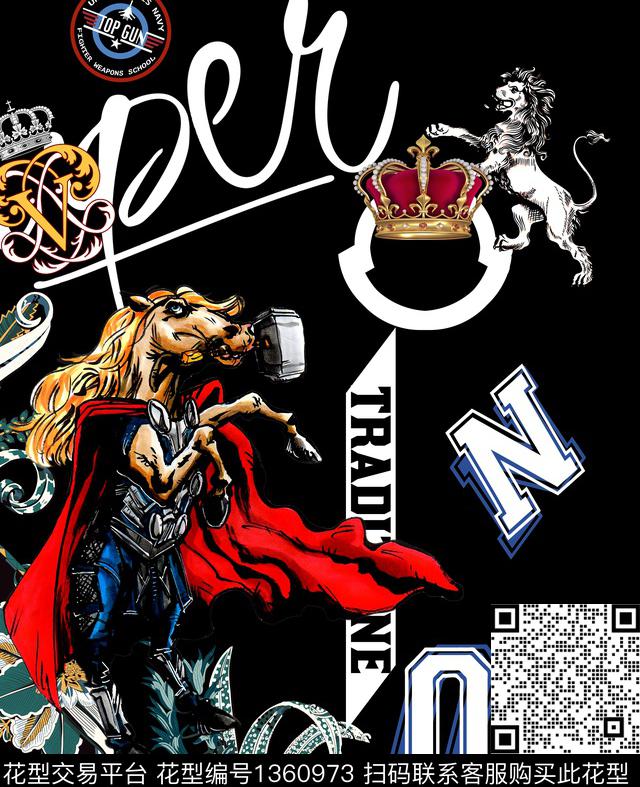 动物花卉线条字母数码印花华亿平台下载（图片编号: 1360973） - 瓦栏（Walan）