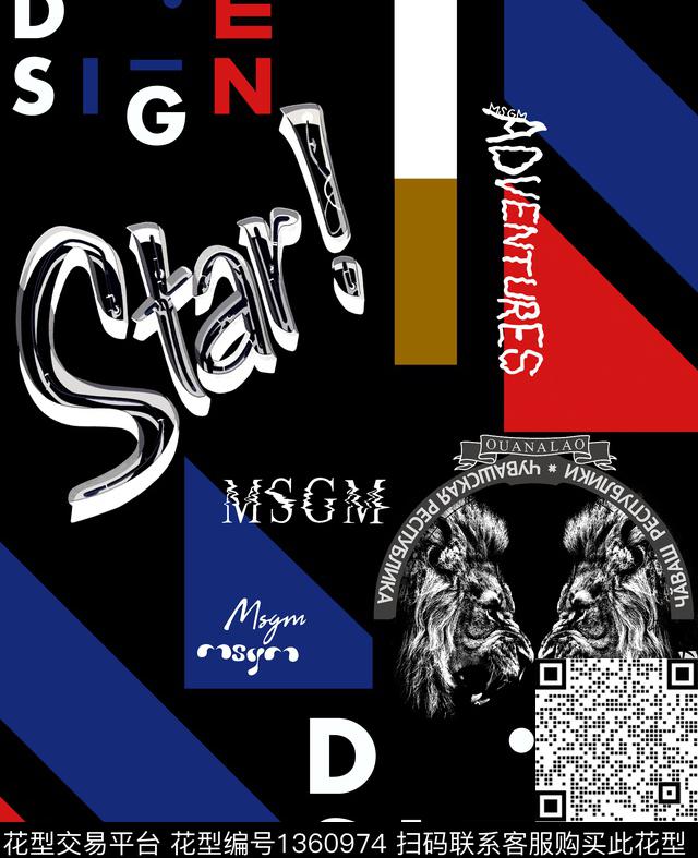 动物花卉线条字母数码印花华亿平台下载（图片编号: 1360974） - 瓦栏（Walan）