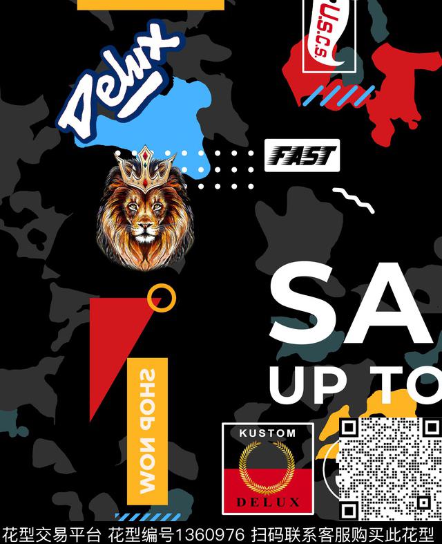 动物花卉线条字母数码印花华亿平台下载（图片编号: 1360976） - 瓦栏（Walan）