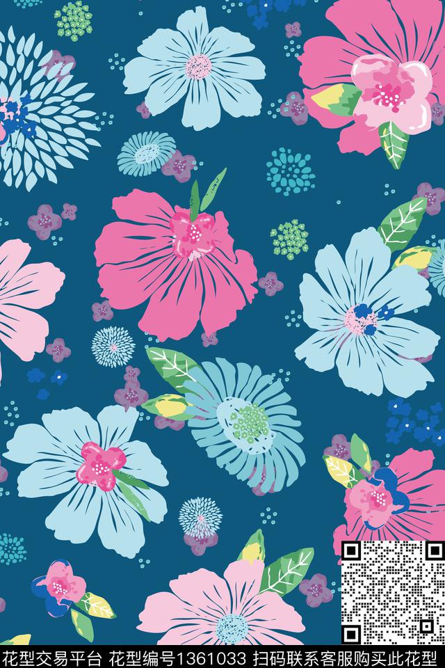 鲜花花卉花瓣传统印花华亿平台下载（图片编号: 1361033） - 瓦栏（Walan）