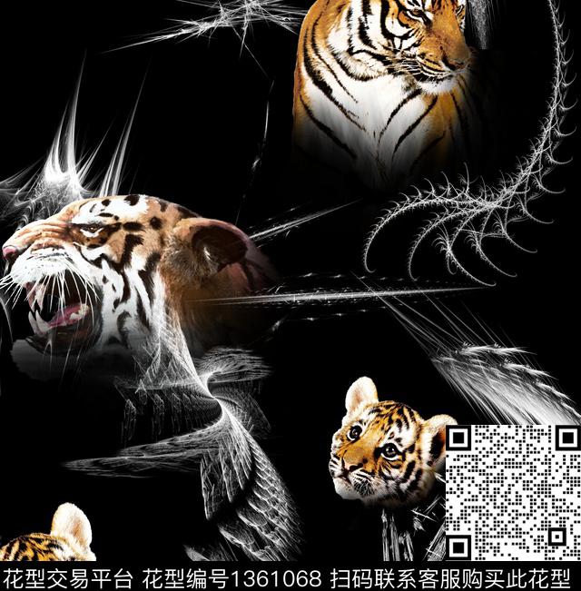 老虎动物秋冬华亿平台数码印花华亿平台下载（图片编号: 1361068） - 瓦栏（Walan）
