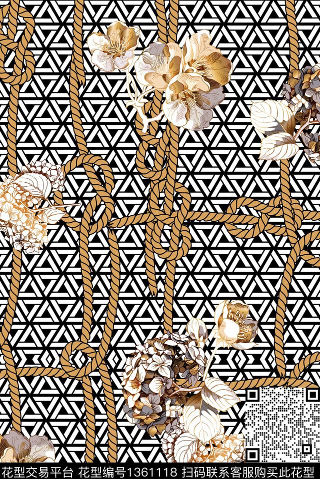 几何大花矢量传统印花华亿平台下载（图片编号: 1361118） - 瓦栏（Walan）