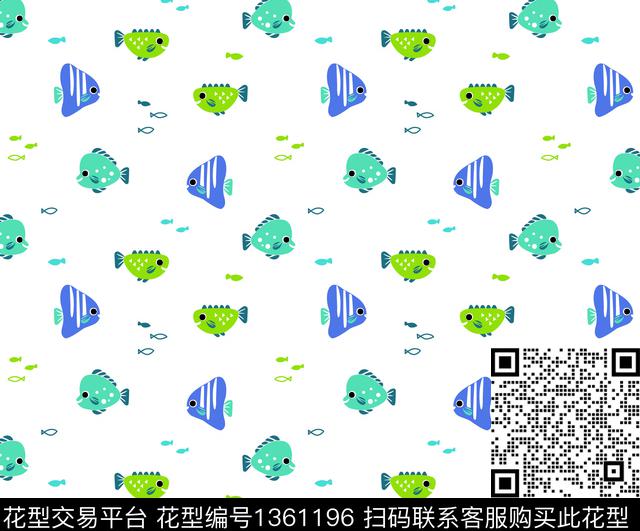 卡通人物童装鱼传统印花华亿平台下载（图片编号: 1361196） - 瓦栏（Walan）