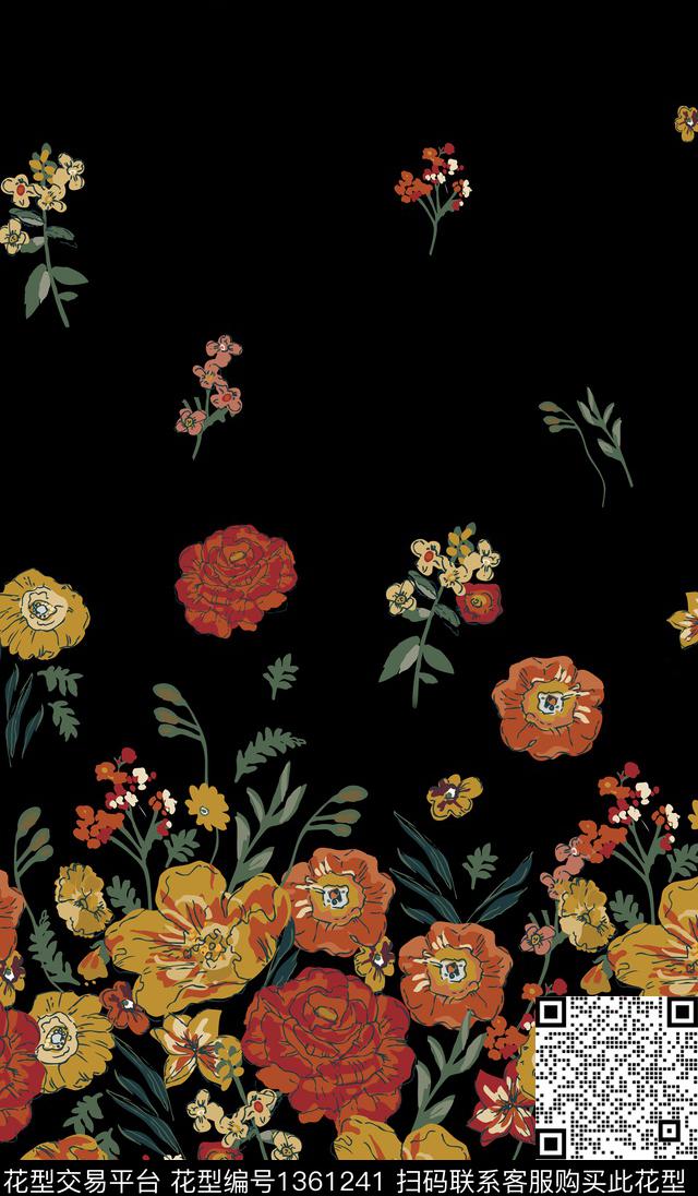 定位花抽象花卉花卉数码印花华亿平台下载（图片编号: 1361241） - 瓦栏（Walan）