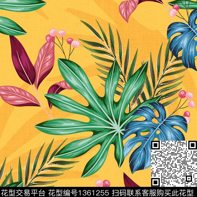 绿植树叶大牌风热带华亿平台传统印花华亿平台下载（图片编号: 1361255） - 瓦栏（Walan）