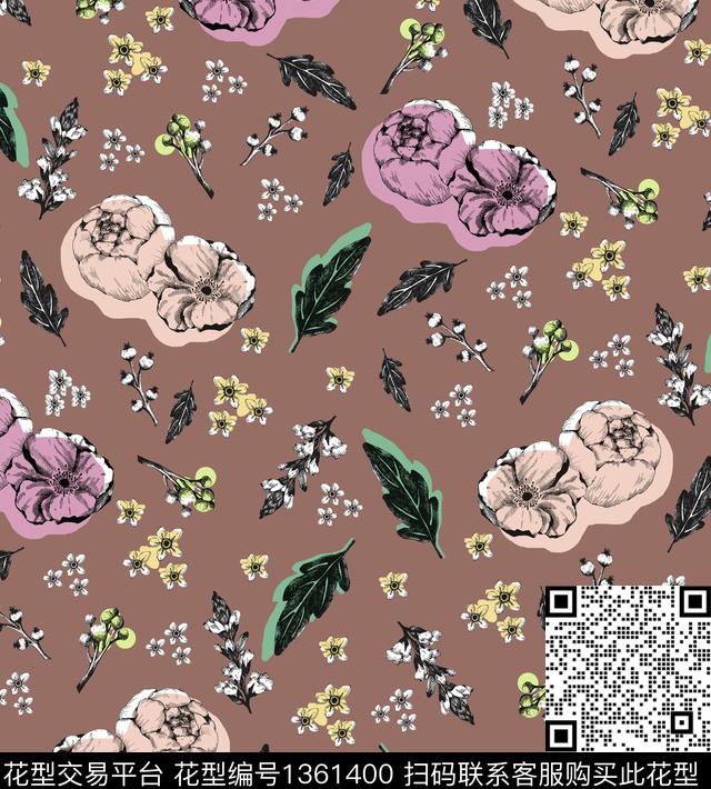 小碎花圆形帝王花数码印花华亿平台下载（图片编号: 1361400） - 瓦栏（Walan）