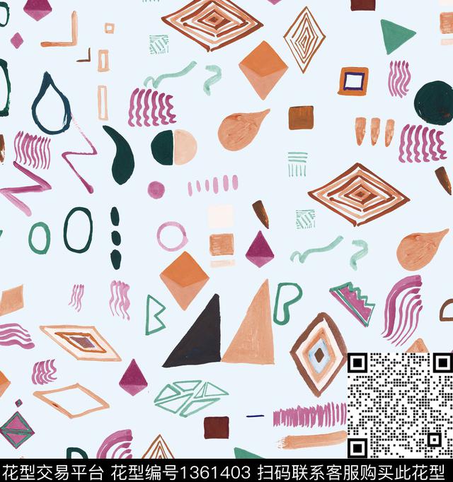 小碎花几何手绘笔触数码印花华亿平台下载（图片编号: 1361403） - 瓦栏（Walan）
