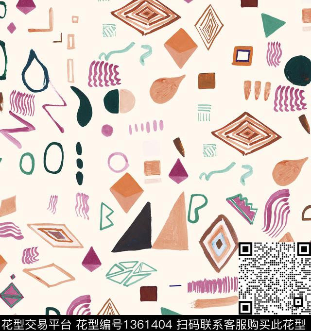 小碎花几何手绘笔触数码印花华亿平台下载（图片编号: 1361404） - 瓦栏（Walan）