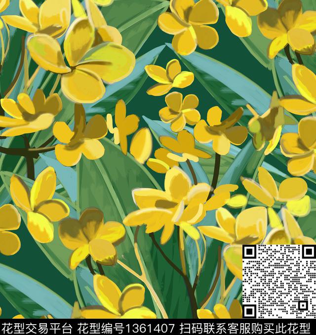 夹竹桃热带华亿平台2021新品数码印花华亿平台下载（图片编号: 1361407） - 瓦栏（Walan）