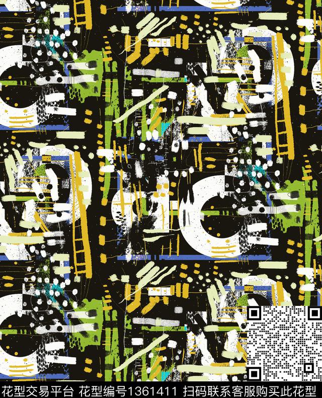 小碎花几何手绘笔触数码印花华亿平台下载（图片编号: 1361411） - 瓦栏（Walan）
