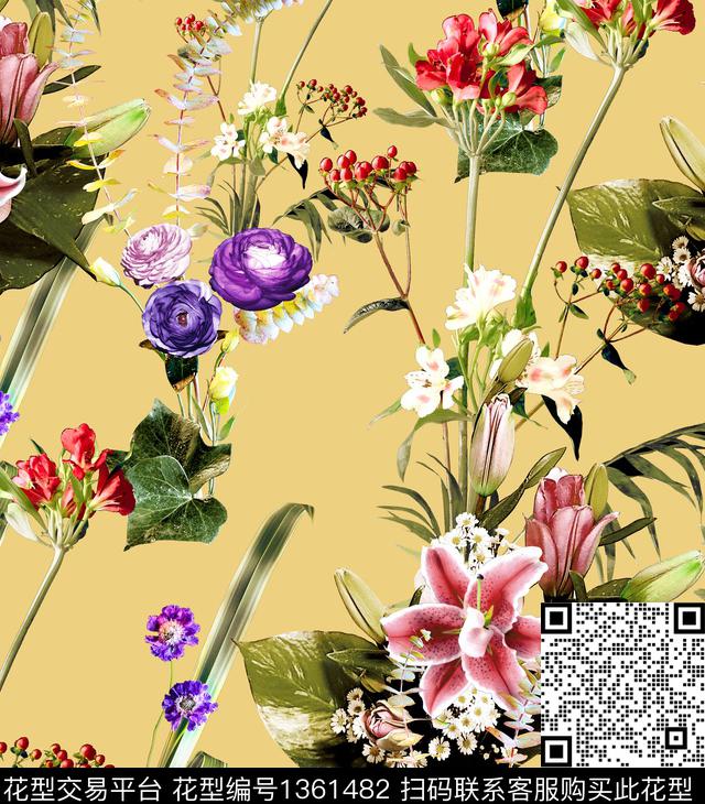 大牌走秀RICHARDQUINN百合数码印花华亿平台下载（图片编号: 1361482） - 瓦栏（Walan）