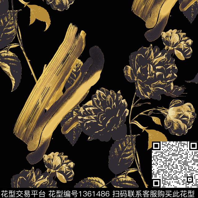 JUSTCAVALLI玫瑰花蔷薇花数码印花华亿平台下载（图片编号: 1361486） - 瓦栏（Walan）