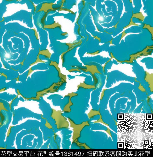 抽象花卉大牌风流体画数码印花华亿平台下载（图片编号: 1361497） - 瓦栏（Walan）
