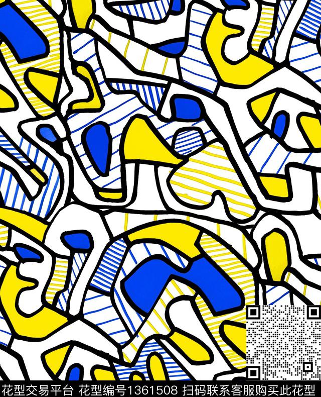 手绘几何数码印花华亿平台下载（图片编号: 1361508） - 瓦栏（Walan）