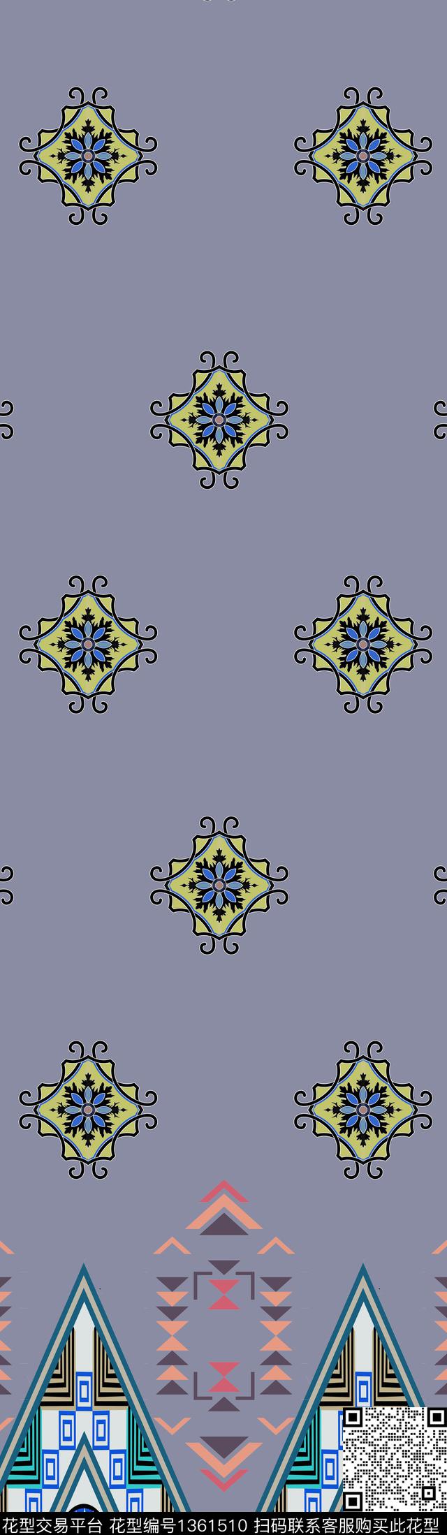 几何花卉大牌风传统印花华亿平台下载（图片编号: 1361510） - 瓦栏（Walan）